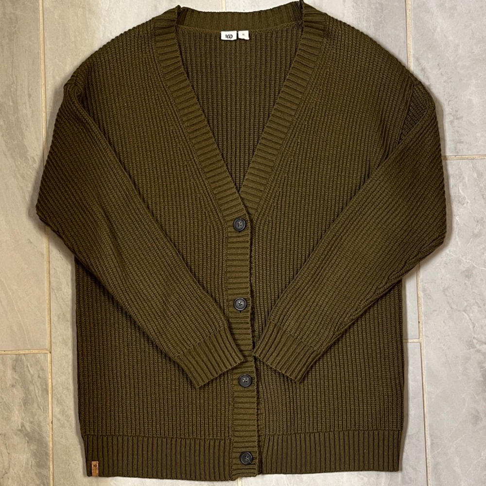 tentree Olive Green Women's Cardigan Sweater